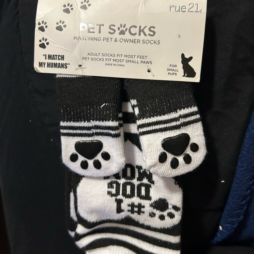 Rue21 White and Black Socks w/ matching Pet Socks